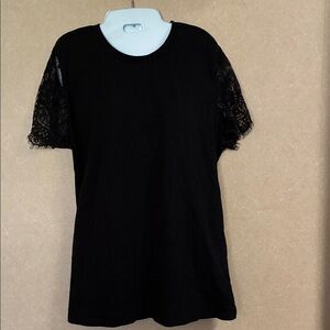 ASOS Elegant Black Tee with Lace Sleeves